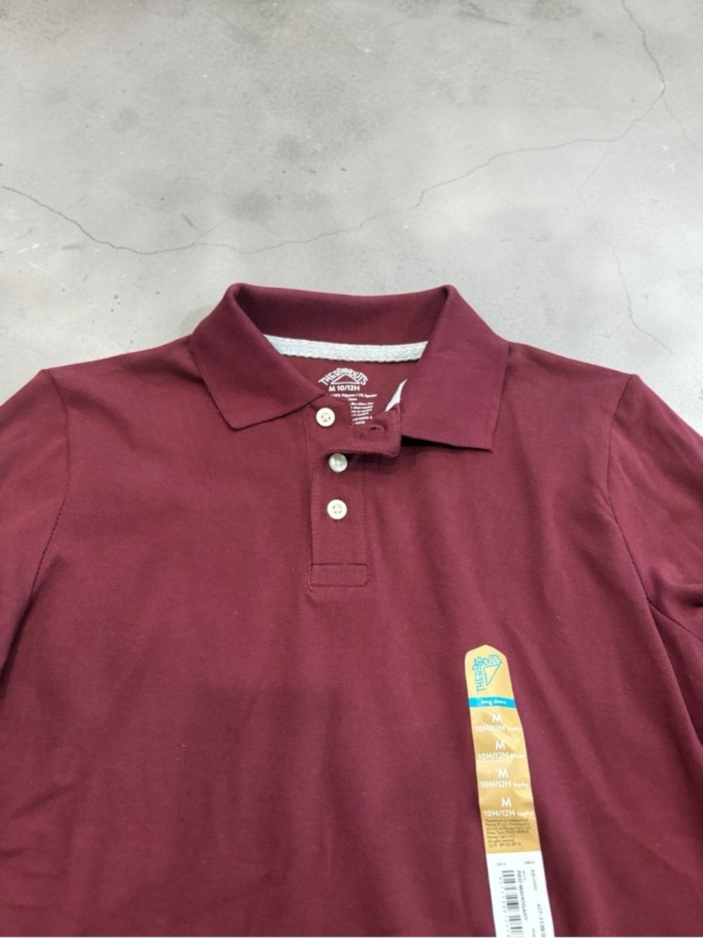 NWT Boys size Medium Husky (10H-12H) Thereabouts Long Sleeve Polo Shirt Burgundy - Picture 3 of 6